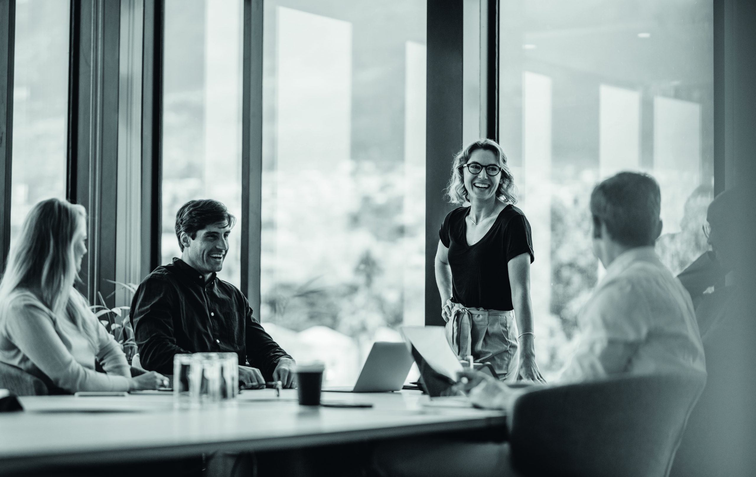 Business people having casual discussion during meeting